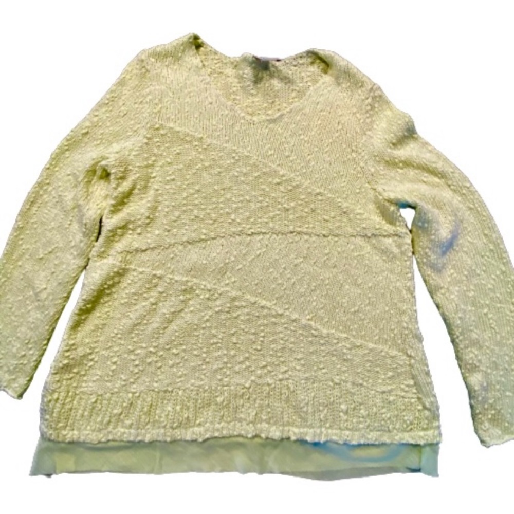 Chicos Sweater Womens 2 Pullover Yellow Long Sleeve Asymmetric Popcorn …